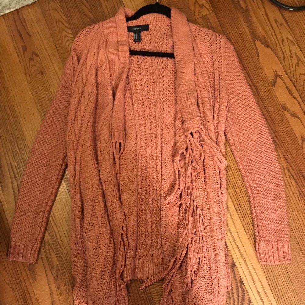 Long pink boho cardigan